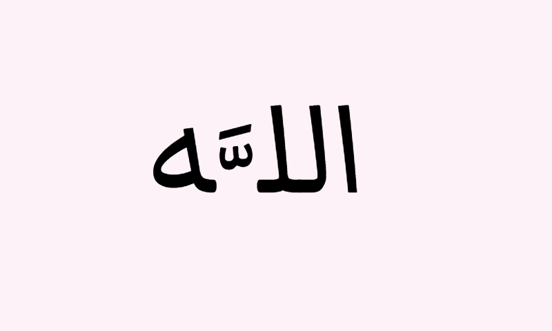 The name Allah in Markazi Text calligraphy in black on rose background poster